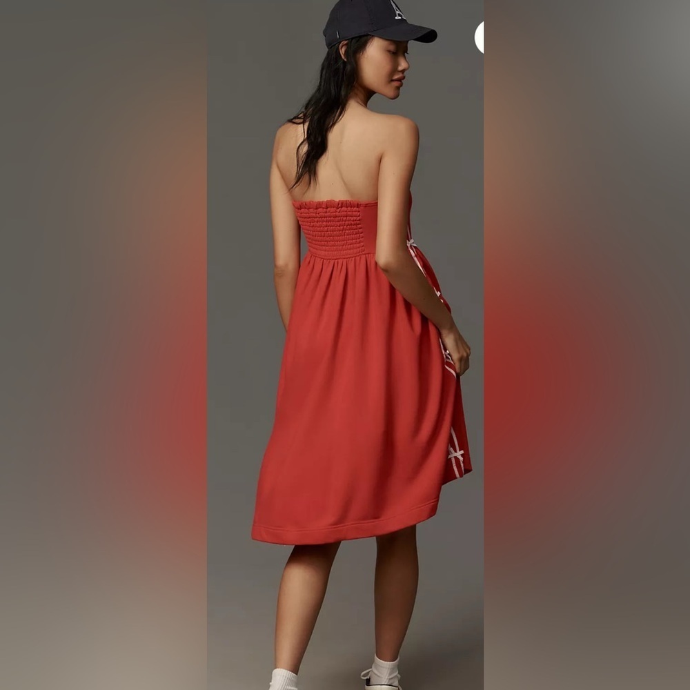 Anthropologie women’s XL Daily Practice Strapless Side Bow Midi Dress - Picture 2 of 5